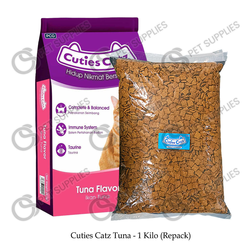 (1kG Repacked) Cuties Catz Dry Cat Food Tuna & Shrimp, Seafood and Tuna