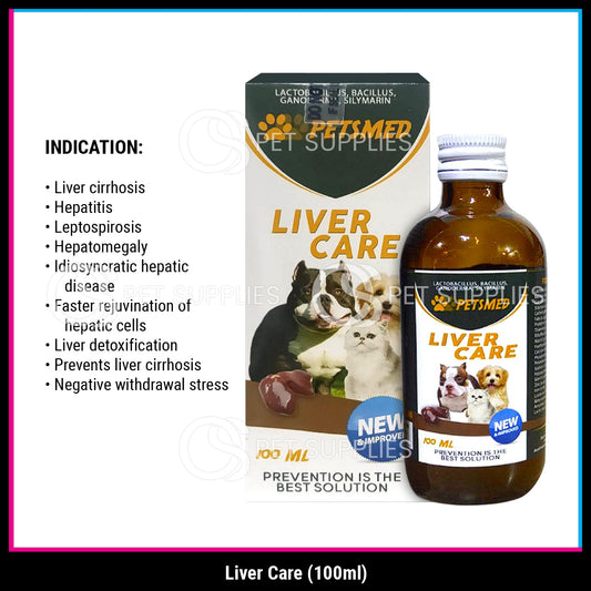 100mL Petsmed Liver Care Lactobacillus, Bacillus , Ganoderma, Silymarin For Dogs and Cats