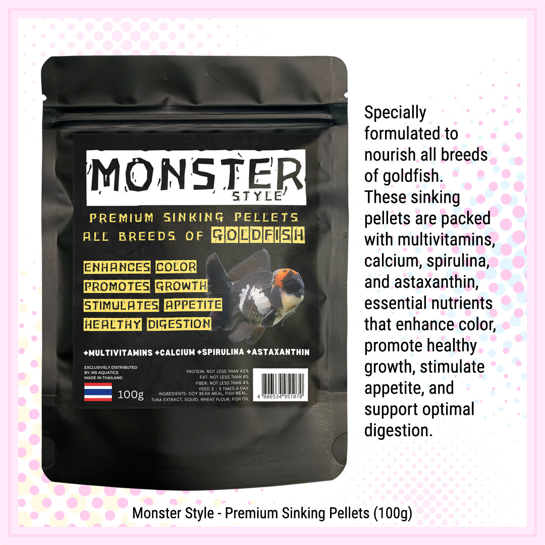 100g MS AQUATICS Monster Style Premium Sinking Pellets All breeds of Goldfish: A Nutritional Boost for Your Goldfish